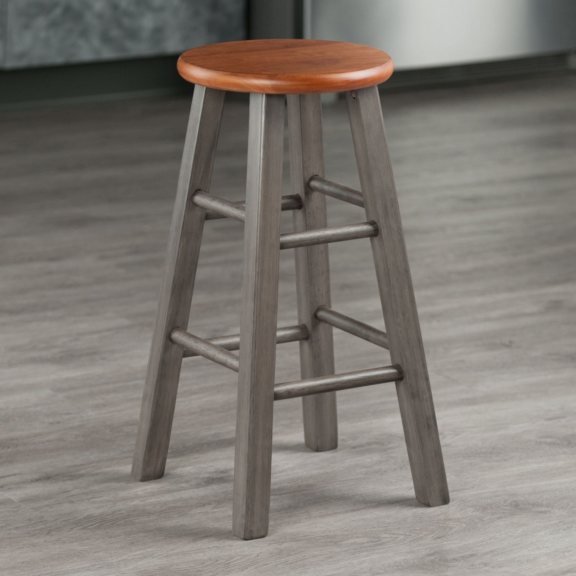 Ivy Counter Stool; Rustic Teak & Gray image 3