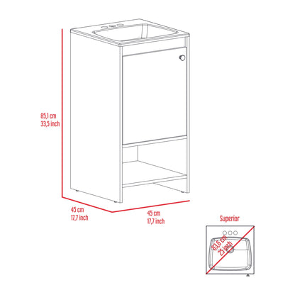Jane Bathroom Vanity, Single Door Cabinet, Two Shelves -Light Gray image 4