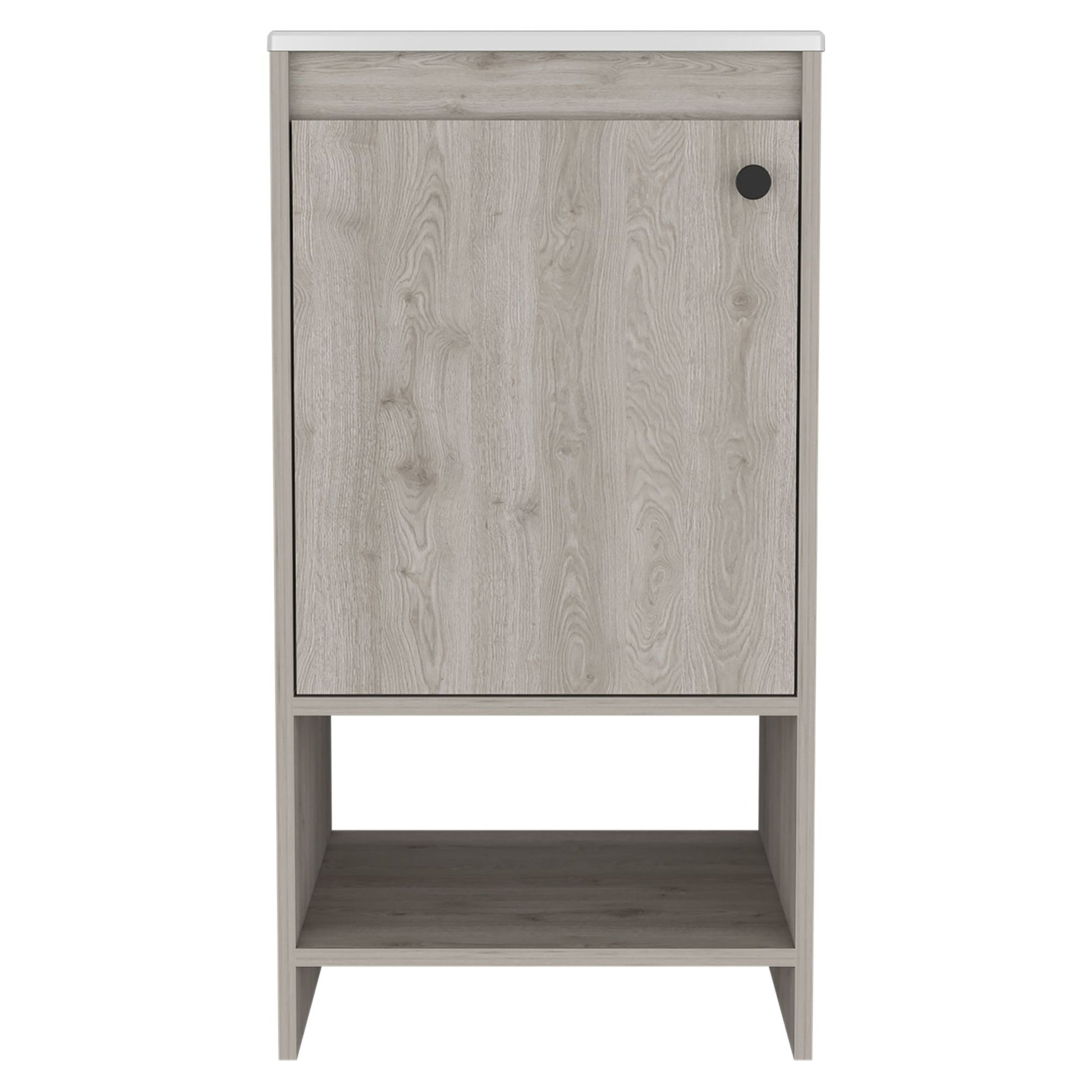 Jane Bathroom Vanity, Single Door Cabinet, Two Shelves -Light Gray image 2
