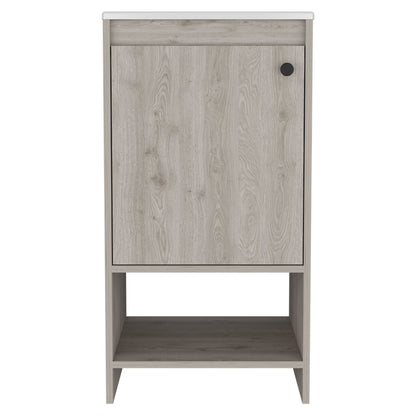 Jane Bathroom Vanity, Single Door Cabinet, Two Shelves -Light Gray image 2