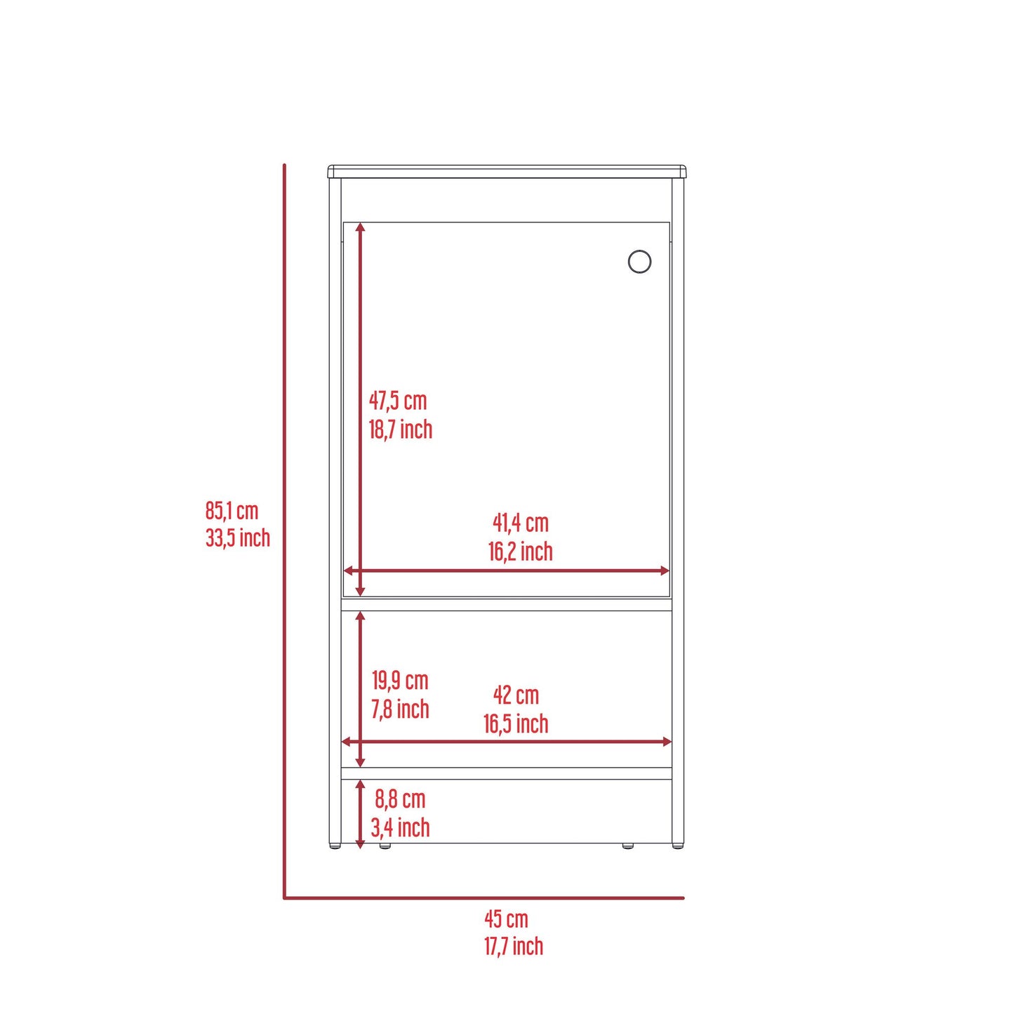 Jane Bathroom Vanity, Single Door Cabinet, Two Shelves -Light Gray image 3