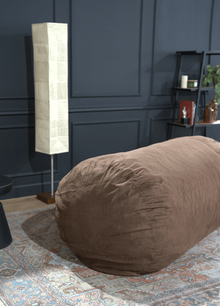 Jasper Traditional 8 Foot Cylindrical Suede Bean Bag, Brown image 3
