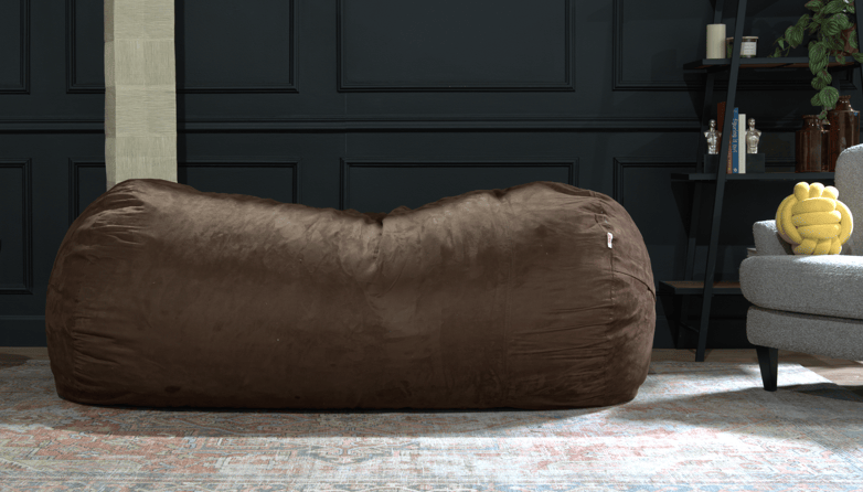 Jasper Traditional 8 Foot Cylindrical Suede Bean Bag, Brown image 1
