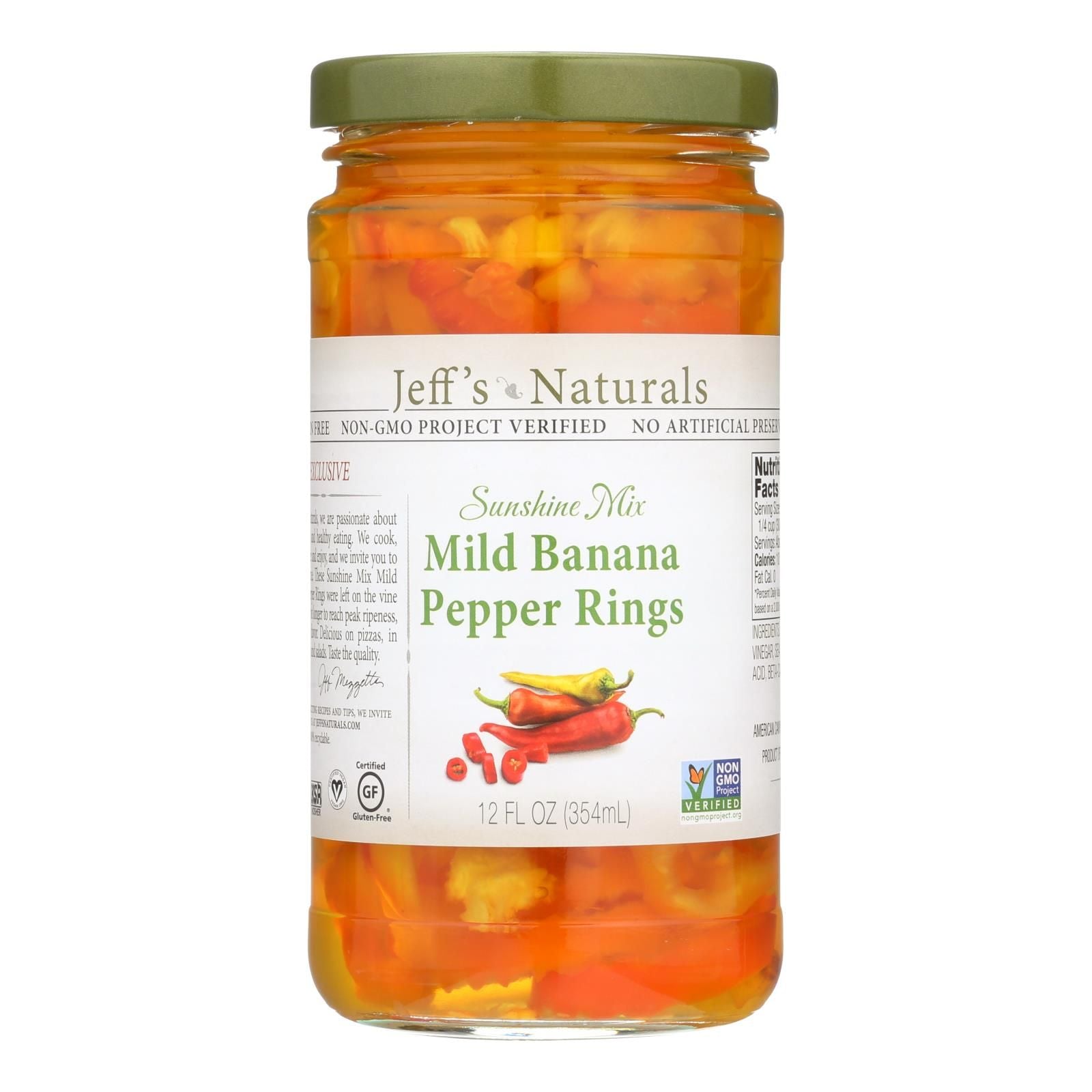 Jeff's Natural Banana Pepper - Mild - Sliced - Case Of 6 - 12 Fl Oz image 2