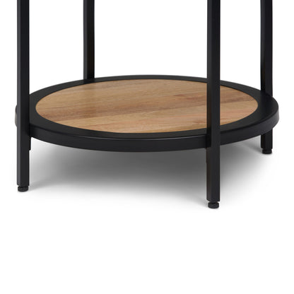 Jenna 18 inch Wide Solid Mango Wood and Metal Round Side Table in Natural image 6