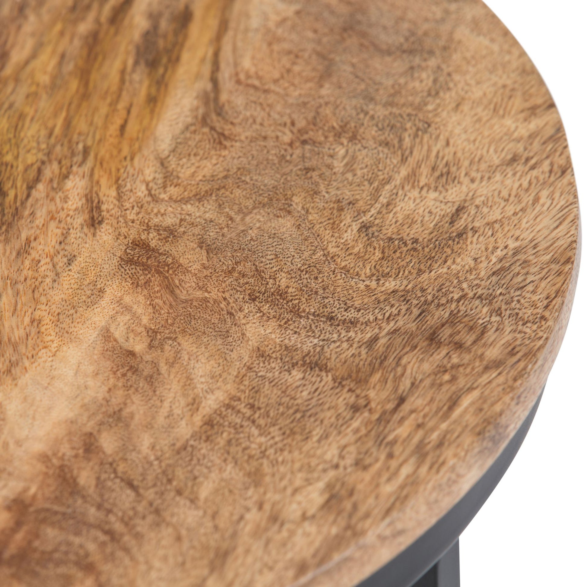 Jenna 18 inch Wide Solid Mango Wood and Metal Round Side Table in Natural image 2