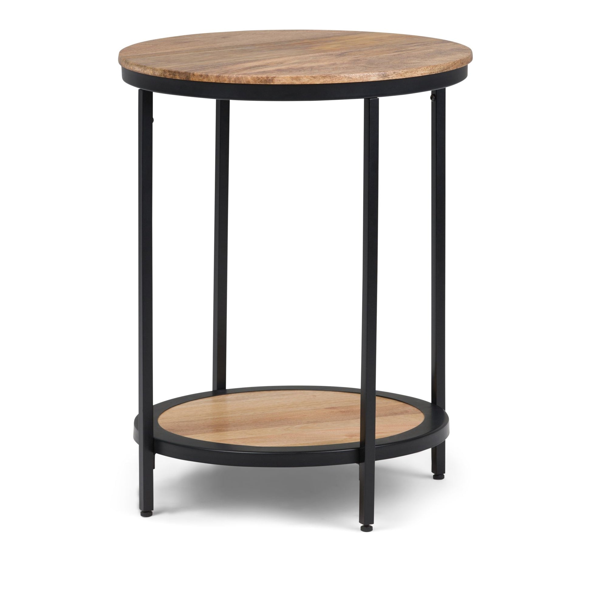 Jenna 18 inch Wide Solid Mango Wood and Metal Round Side Table in Natural image 1