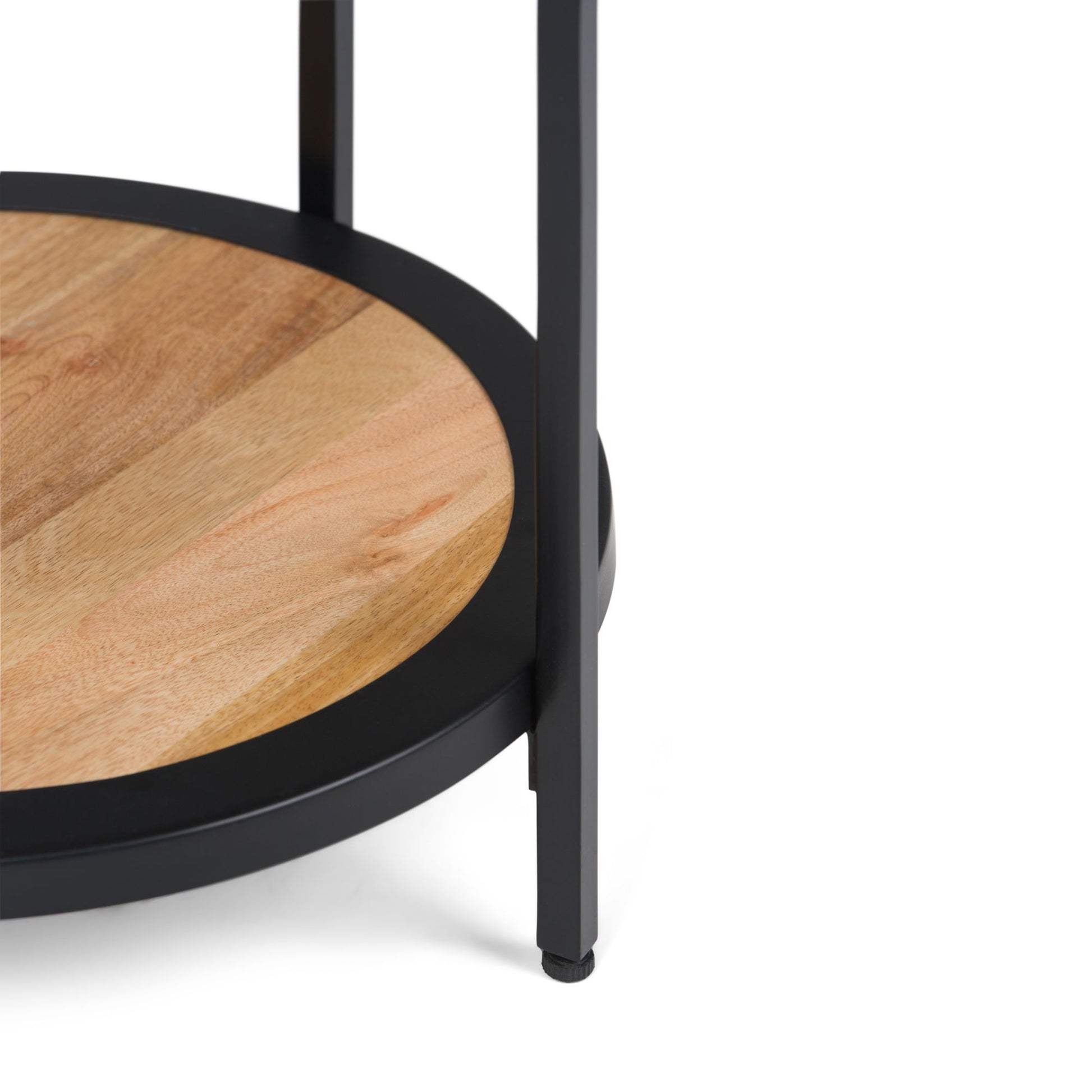 Jenna 18 inch Wide Solid Mango Wood and Metal Round Side Table in Natural image 3