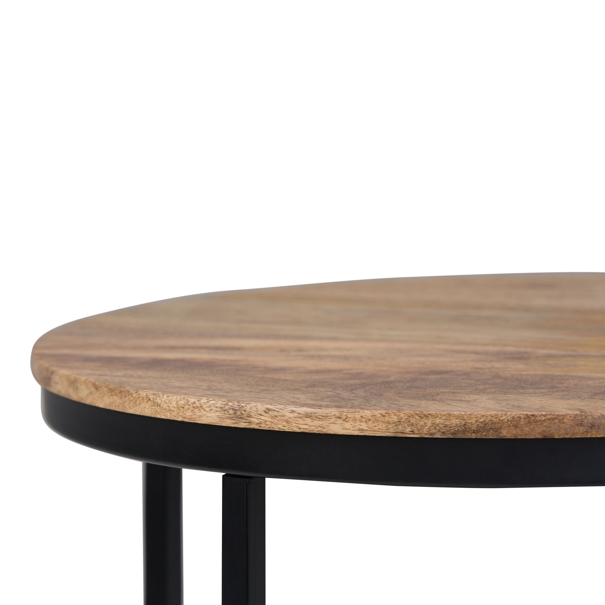 Jenna 18 inch Wide Solid Mango Wood and Metal Round Side Table in Natural image 4