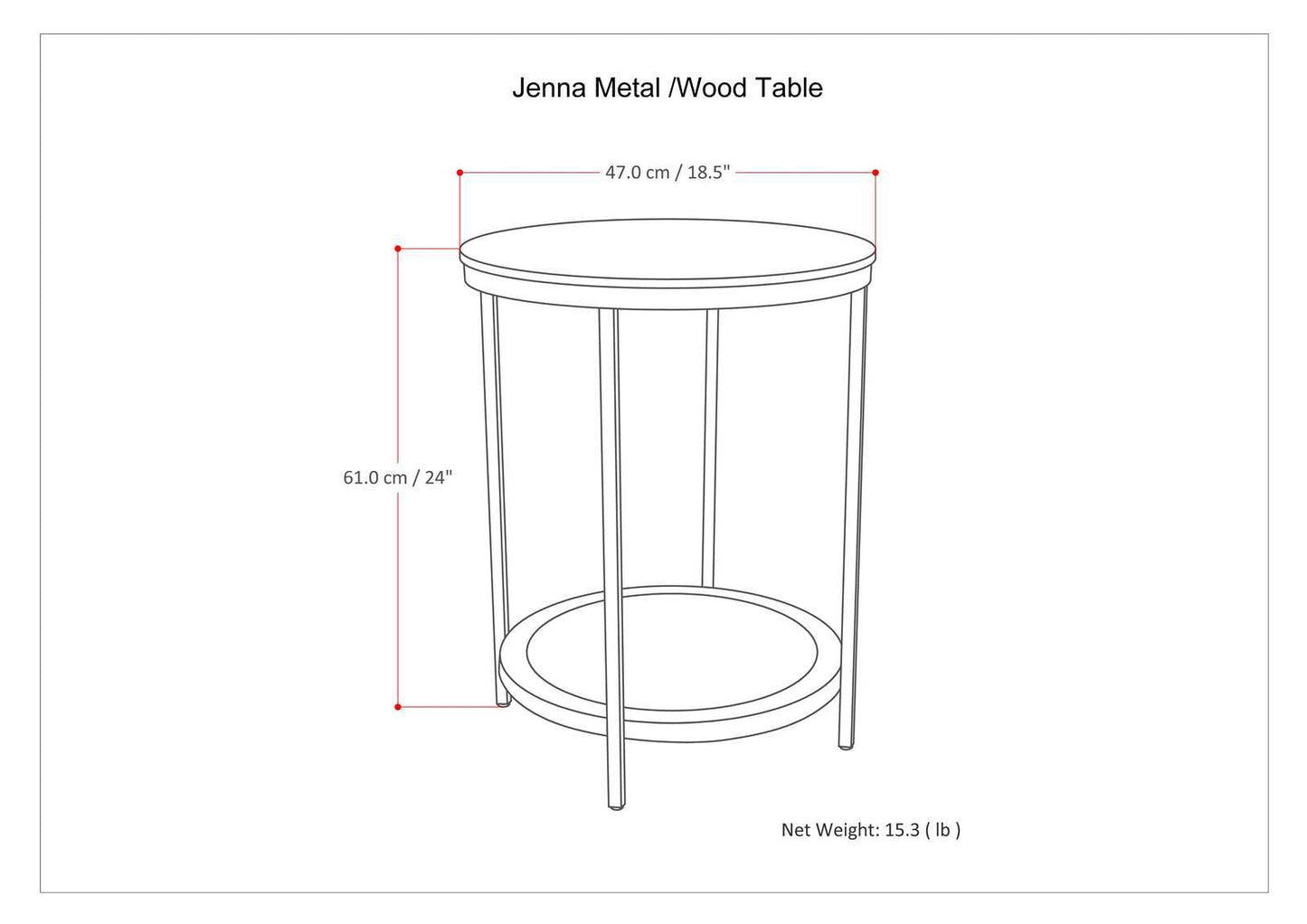 Jenna 18 inch Wide Solid Mango Wood and Metal Round Side Table in Warm Grey image 5