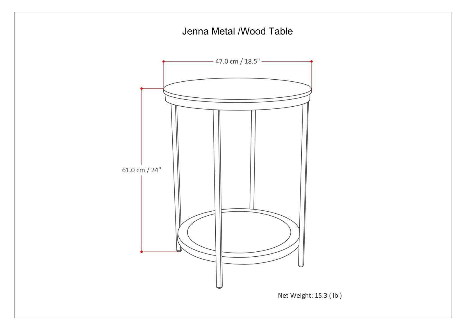 Jenna 18 inch Wide Solid Mango Wood and Metal Round Side Table in Warm Grey image 5
