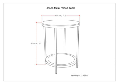 Jenna 18 inch Wide Solid Mango Wood and Metal Round Side Table in Warm Grey image 5