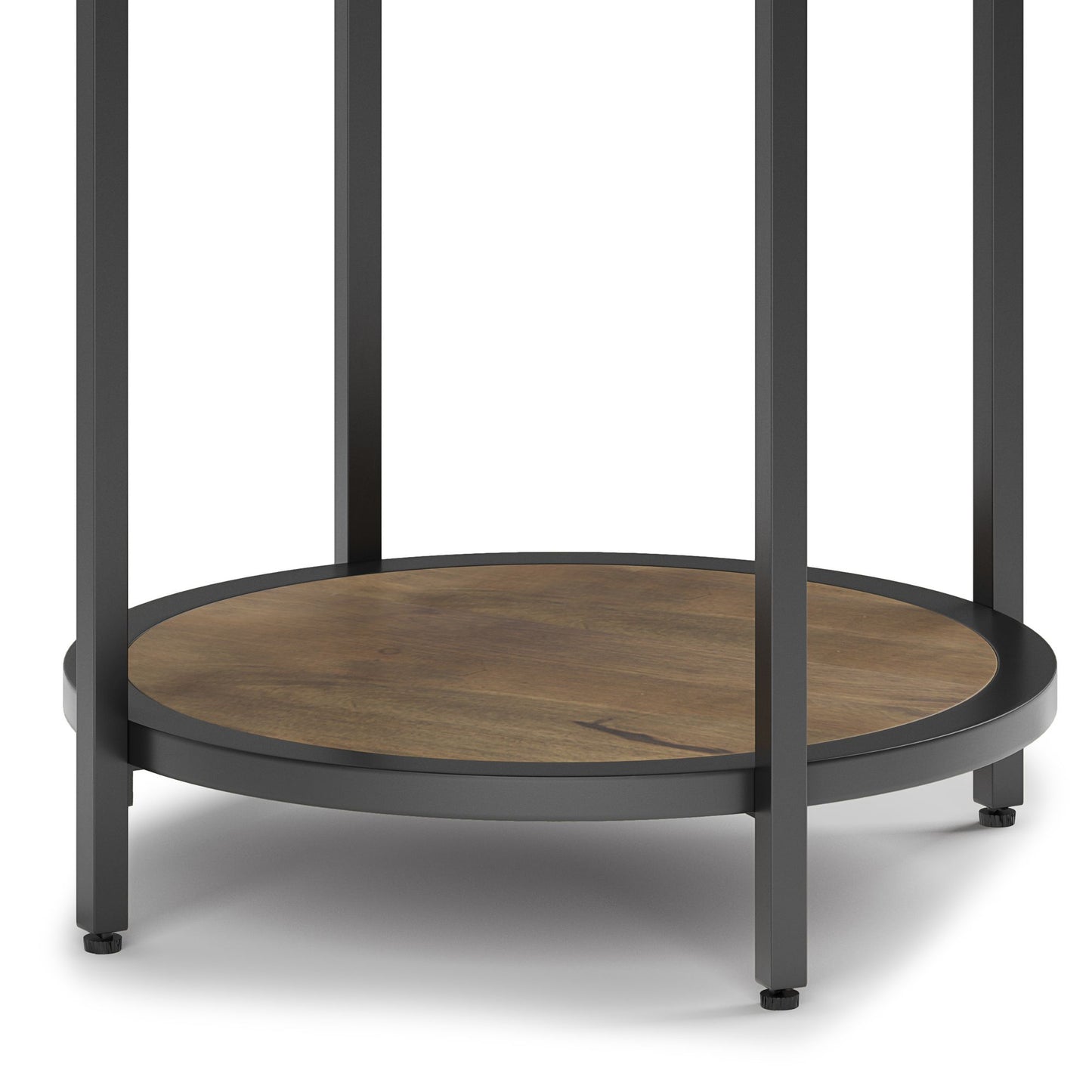 Jenna 18 inch Wide Solid Mango Wood and Metal Round Side Table in Warm Grey image 4