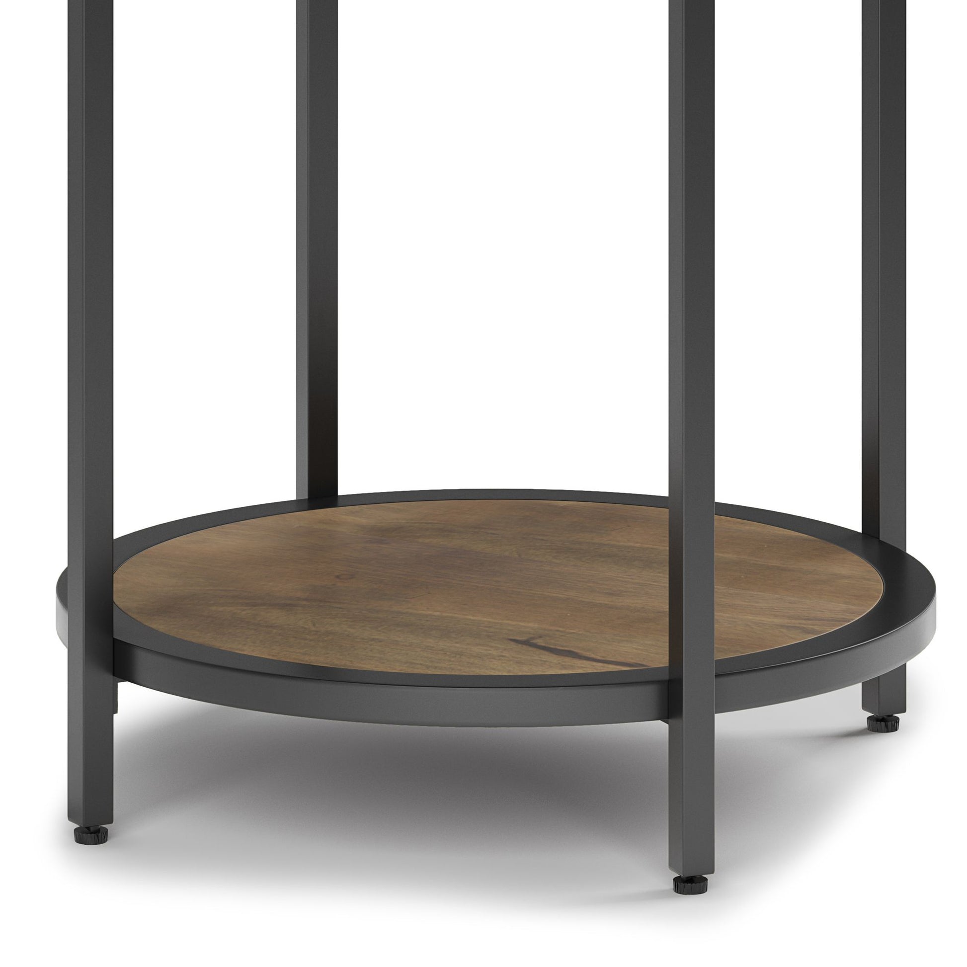 Jenna 18 inch Wide Solid Mango Wood and Metal Round Side Table in Warm Grey image 4