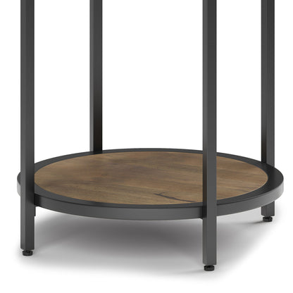 Jenna 18 inch Wide Solid Mango Wood and Metal Round Side Table in Warm Grey image 4