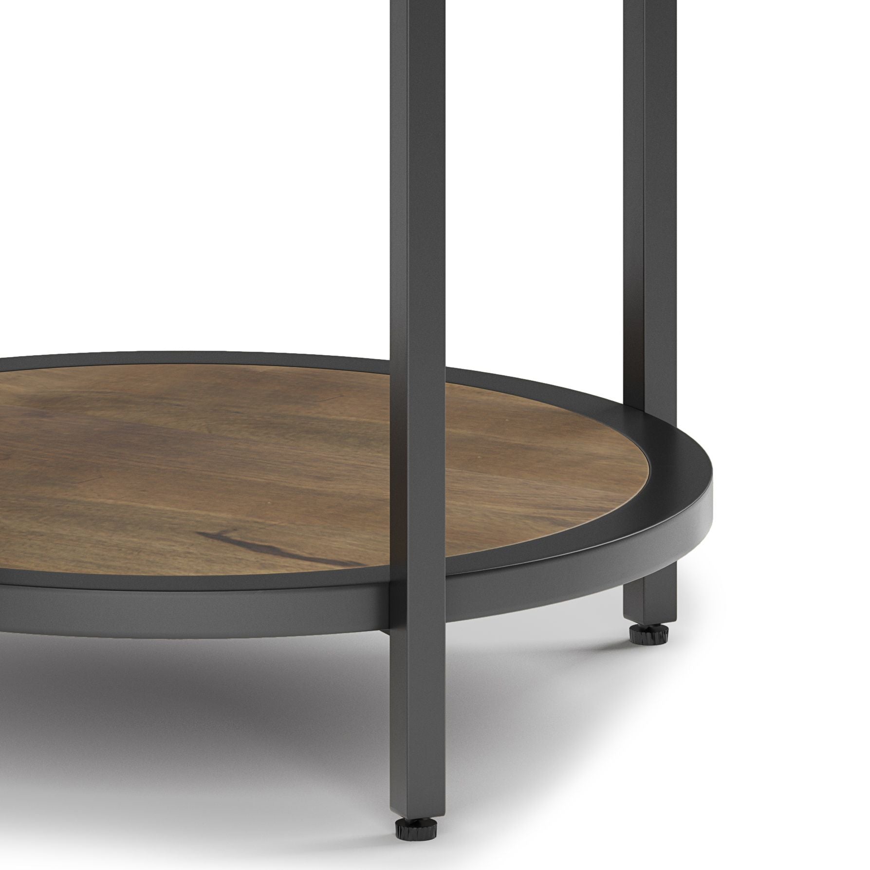 Jenna 18 inch Wide Solid Mango Wood and Metal Round Side Table in Warm Grey image 3