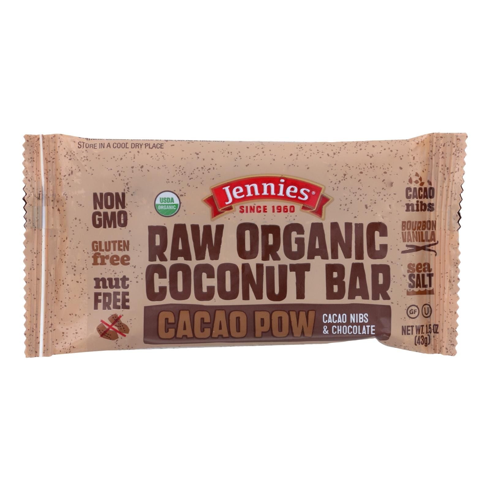 Jennie's Organic Cacao Powder Coconut Bar - Case Of 12 - 1.5 Oz. image 1
