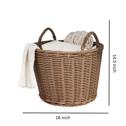 Joseph Round Cone Woven Resin Wicker Basket with Handles - 16" x 16" x 10.5" - Chocolate Brown - For Clothes, Towels, Ca image 6