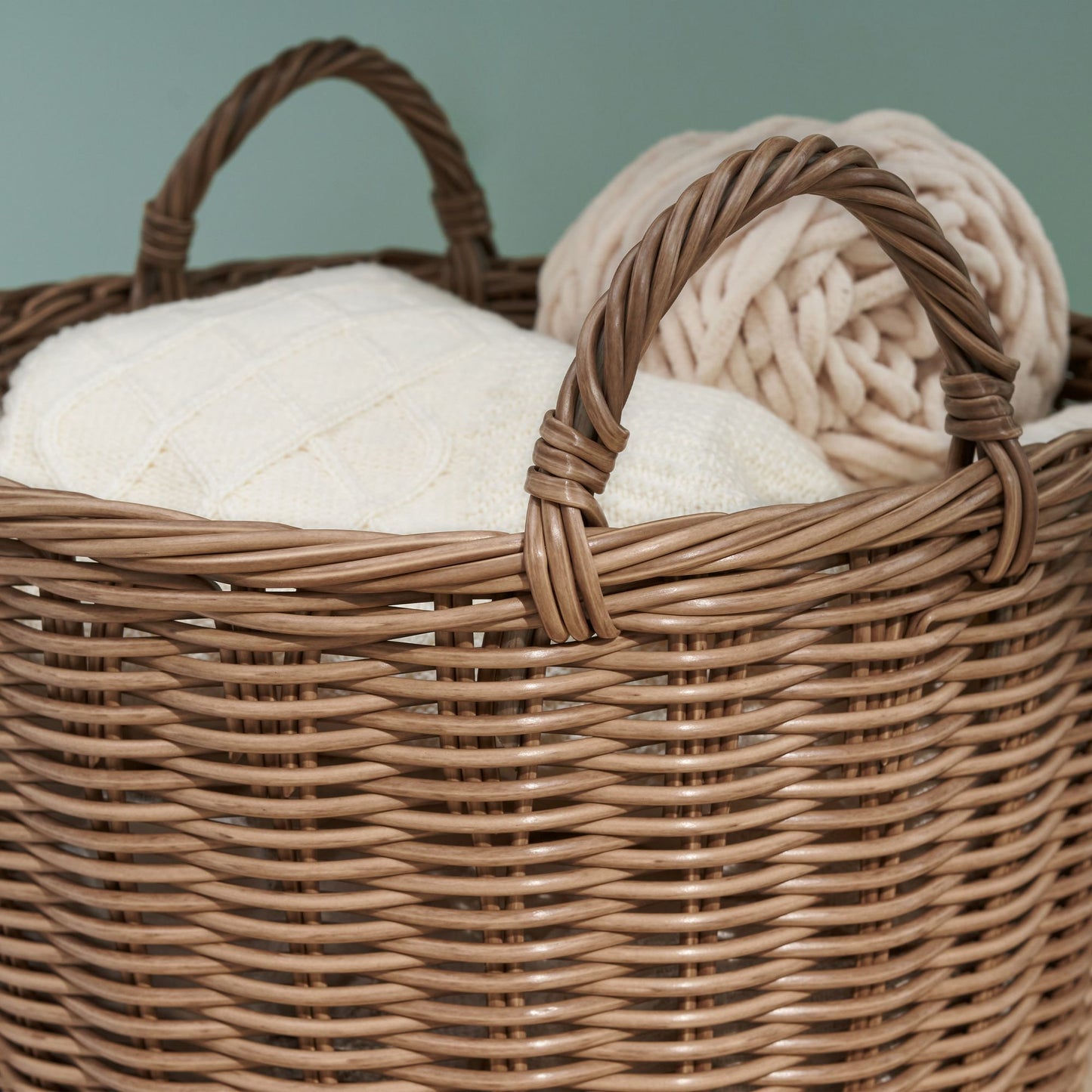 Joseph Round Cone Woven Resin Wicker Basket with Handles - 16" x 16" x 10.5" - Chocolate Brown - For Clothes, Towels, Ca image 3