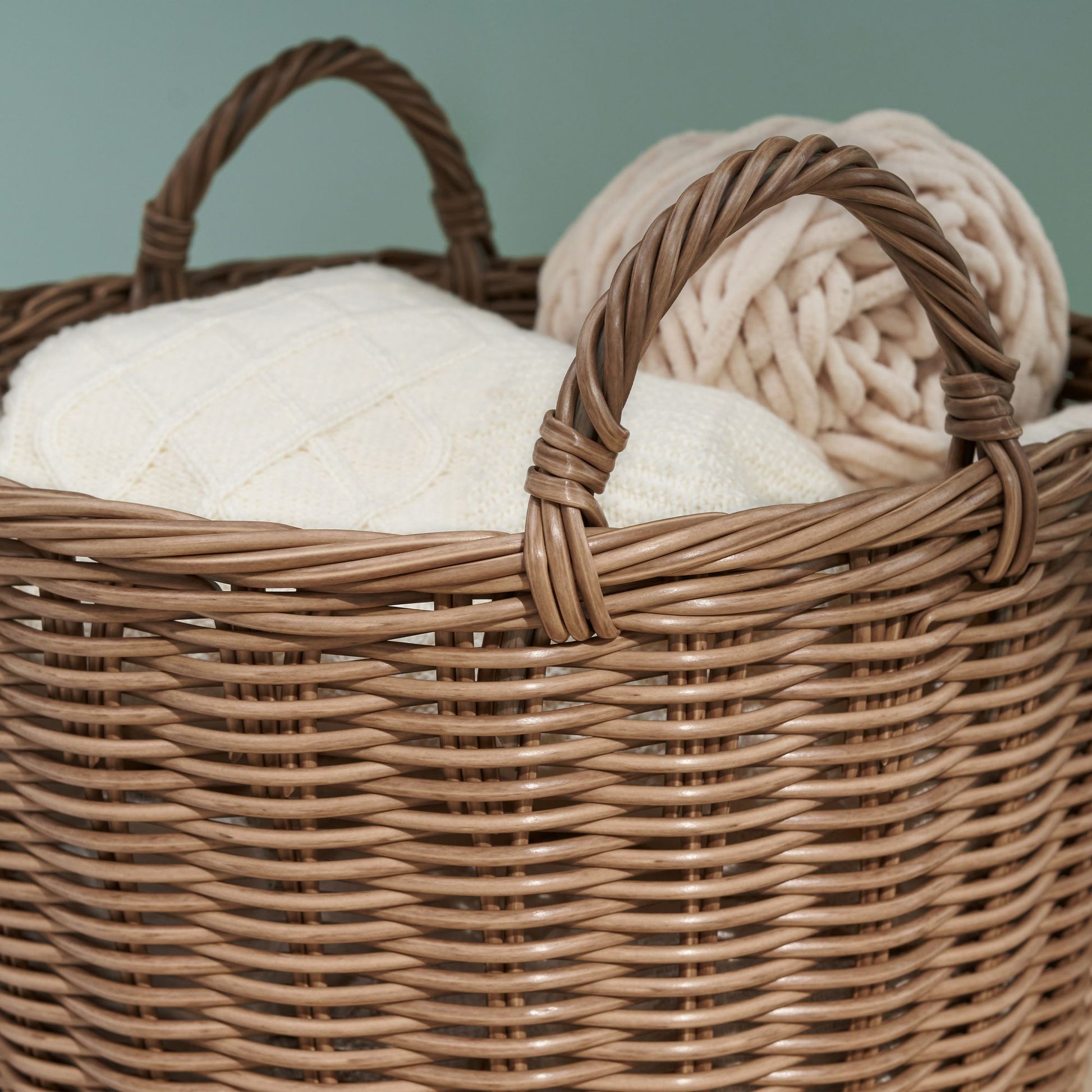 Joseph Round Cone Woven Resin Wicker Basket with Handles - 16" x 16" x 10.5" - Chocolate Brown - For Clothes, Towels, Ca image 3