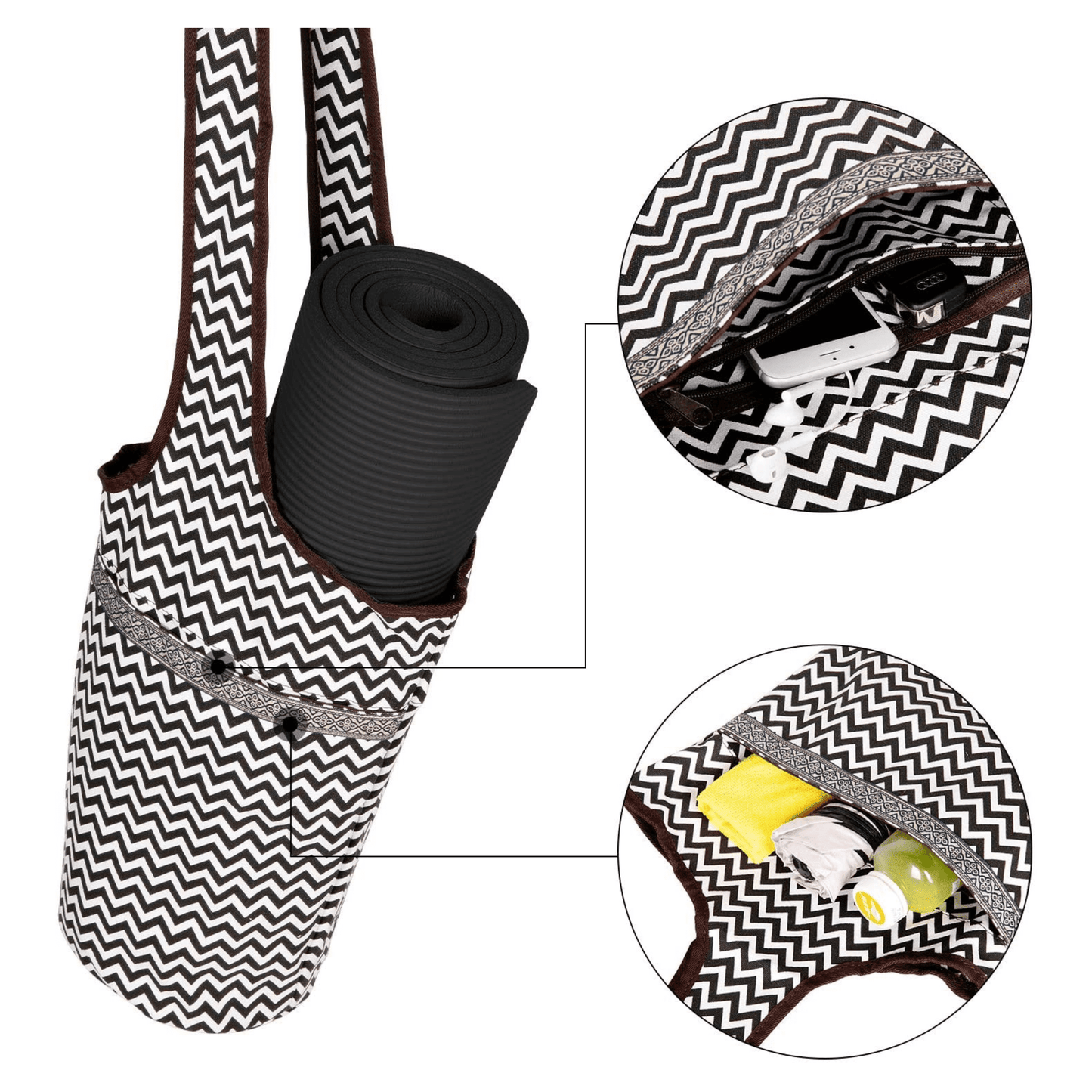 JupiterGear Yoga Mat Carrying Tote Bag with Large Pockets image 9