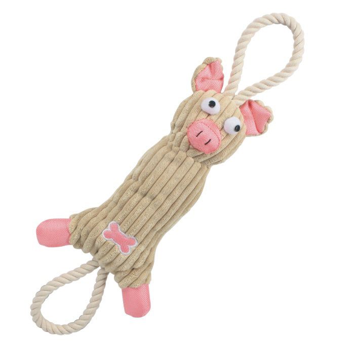 Jute and Rope Plush Pig Dog Toy image 1