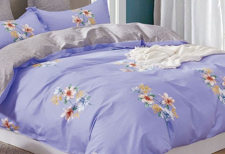 Kaufman Lily floral 100% Cotton Purple Comforter Set image 3
