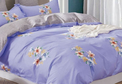 Kaufman Lily floral 100% Cotton Purple Comforter Set image 3