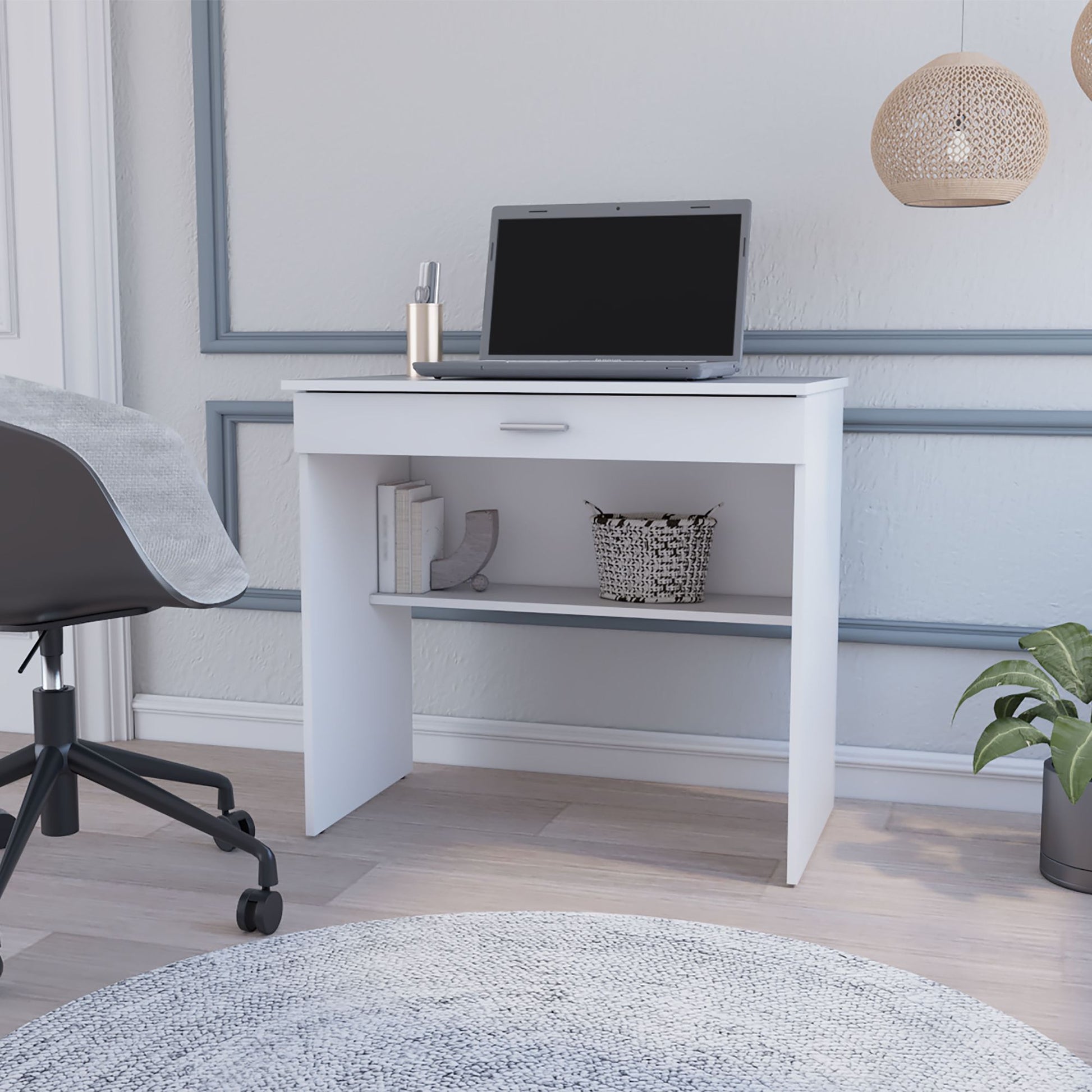 Kaylor Storage Desk, Modern Design with Drawer and Shelf image 1