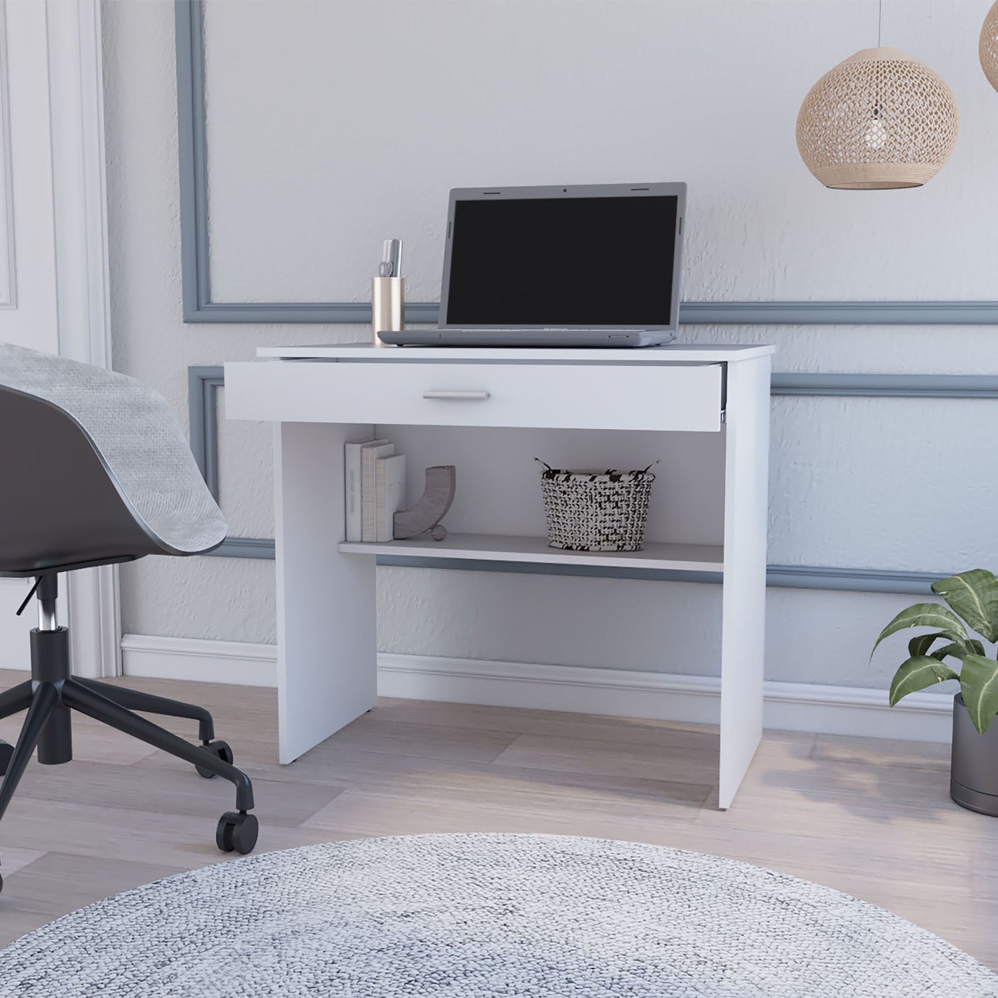 Kaylor Storage Desk, Modern Design with Drawer and Shelf image 4