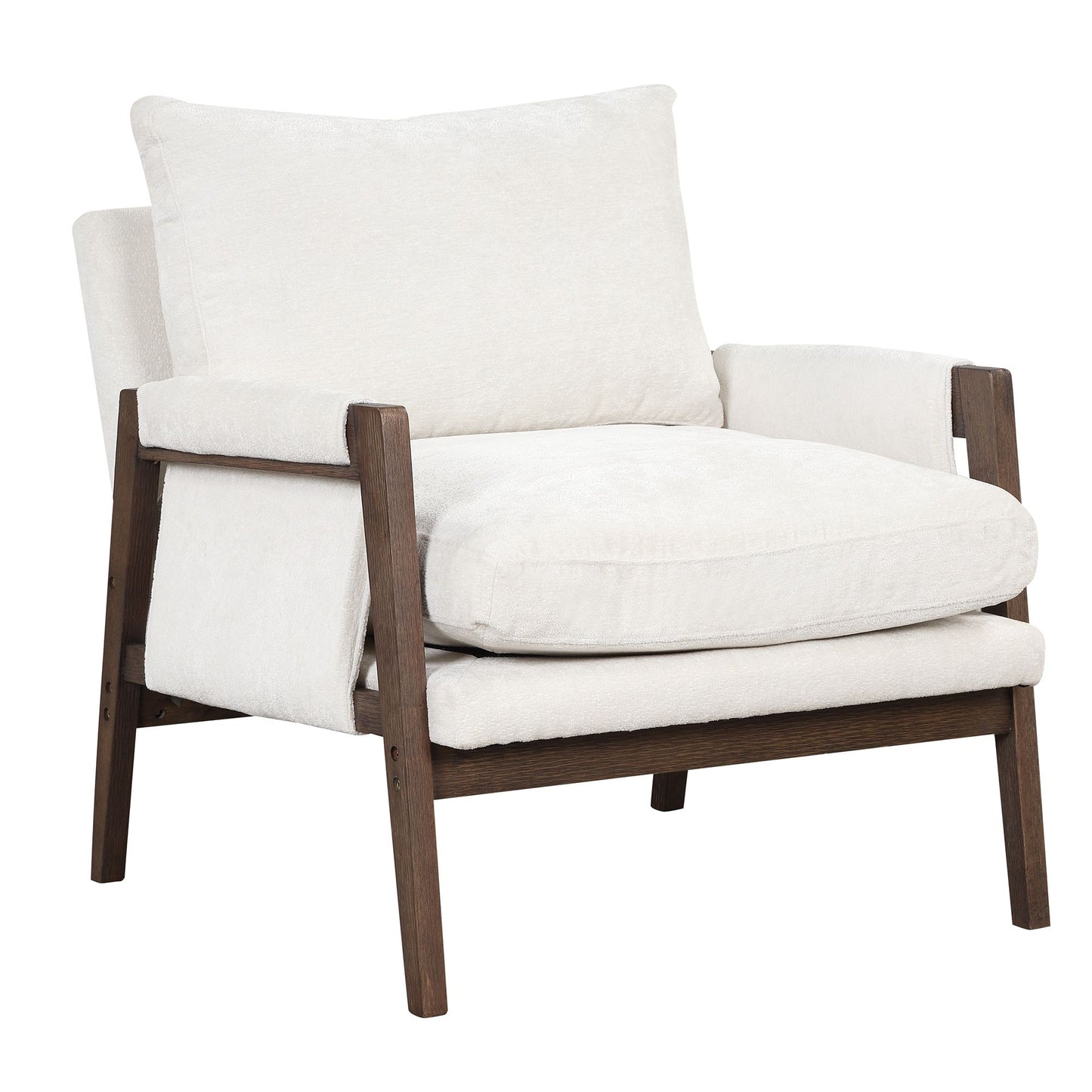 Kelly Mid-Century Modern Velvet Accent Armchair, White image 3