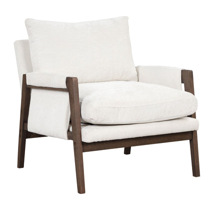 Kelly Mid-Century Modern Velvet Accent Armchair, White image 3