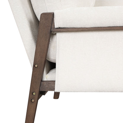 Kelly Mid-Century Modern Velvet Accent Armchair, White image 6