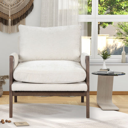 Kelly Mid-Century Modern Velvet Accent Armchair, White image 2