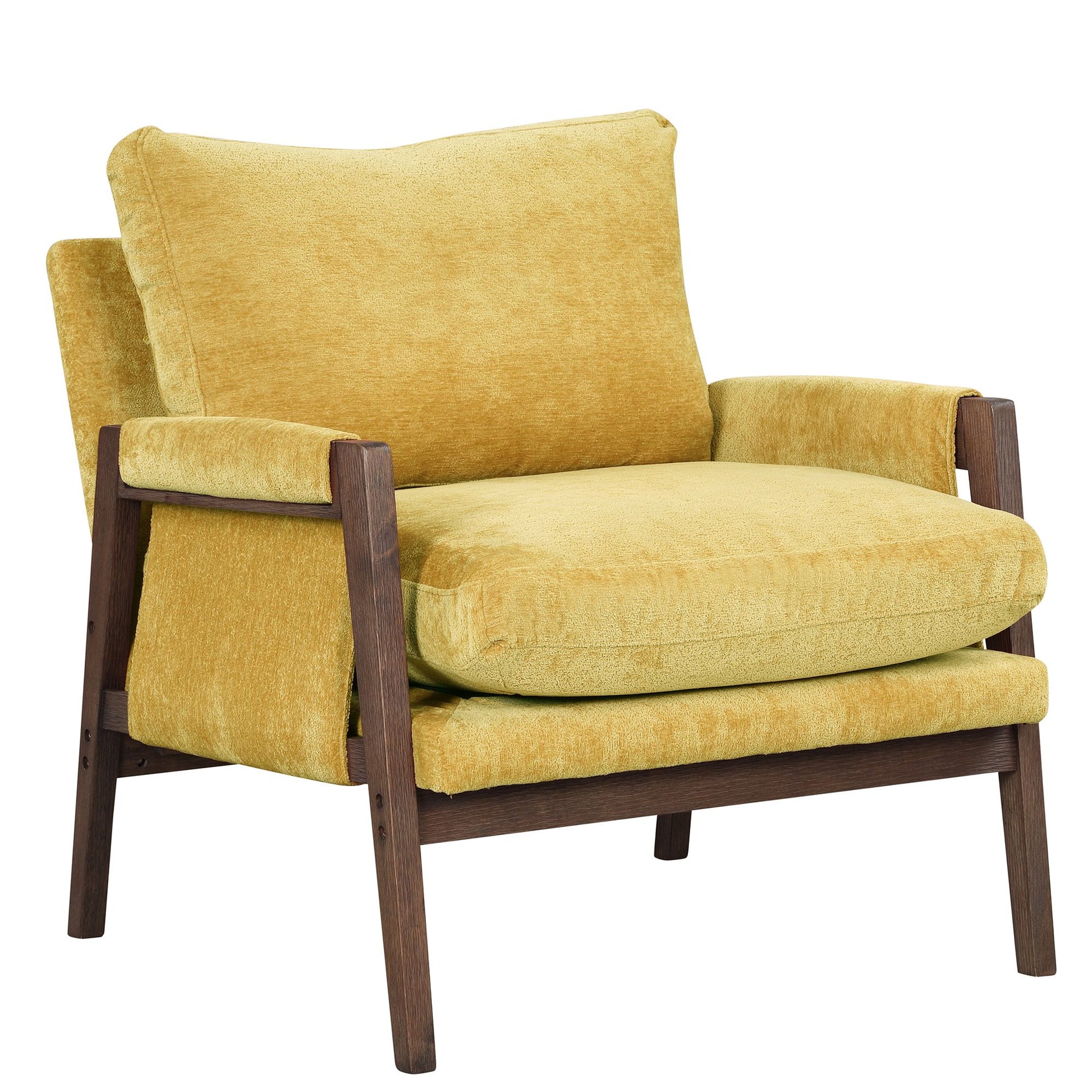 Kelly Mid-Century Modern Velvet Accent Armchair, Yellow image 4