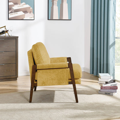 Kelly Mid-Century Modern Velvet Accent Armchair, Yellow image 3