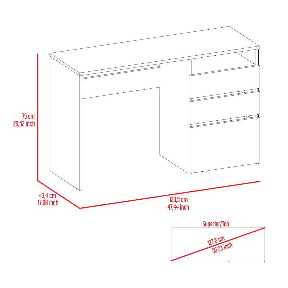 Kenai 3 Drawers Computer Desk, One Shelf, Black image 9