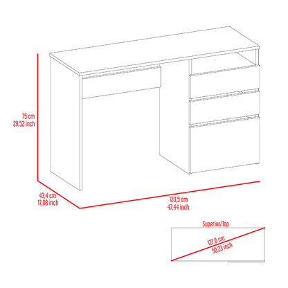 Kenai 3 Drawers Computer Desk, One Shelf, Black image 9