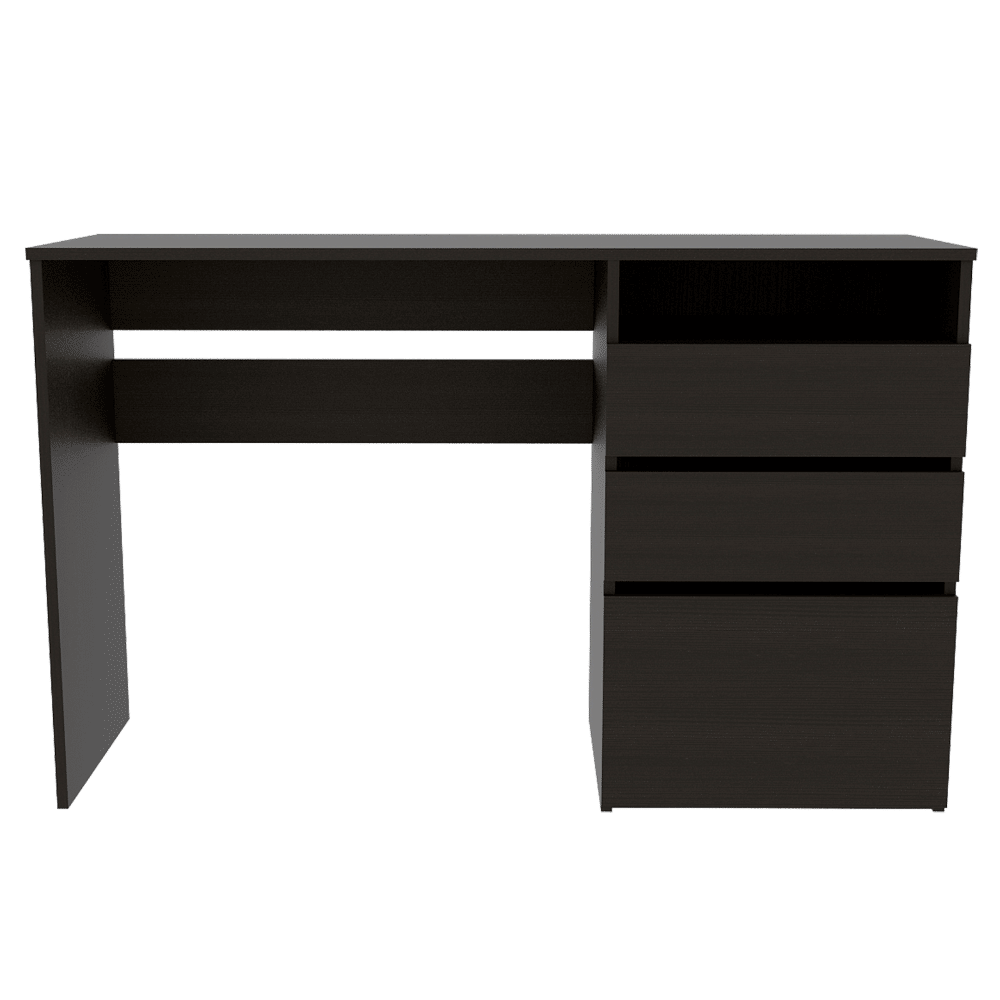 Kenai 3 Drawers Computer Desk, One Shelf, Black image 3
