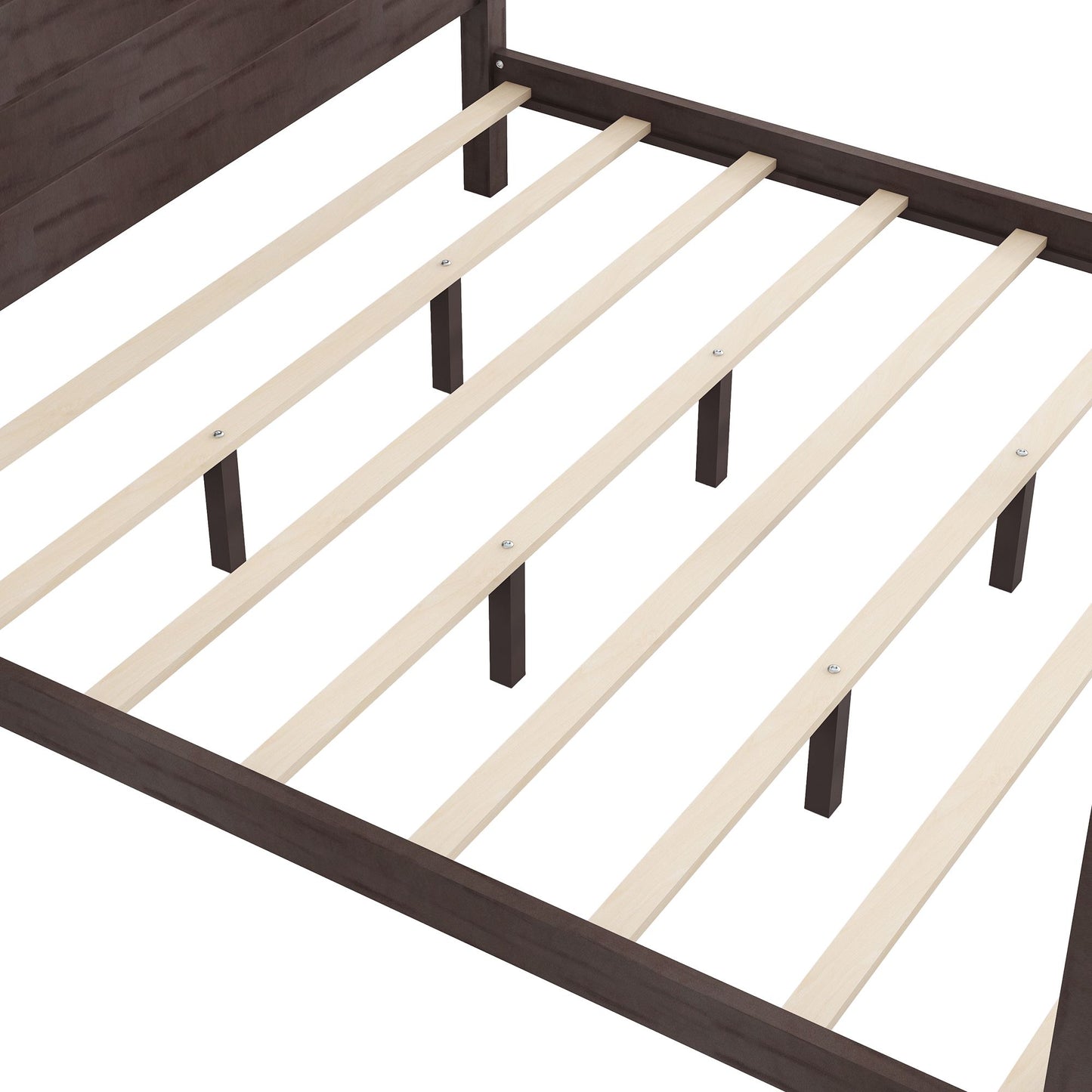 King Size Canopy Platform Bed with Headboard and Support Legs, Brown Wash image 11