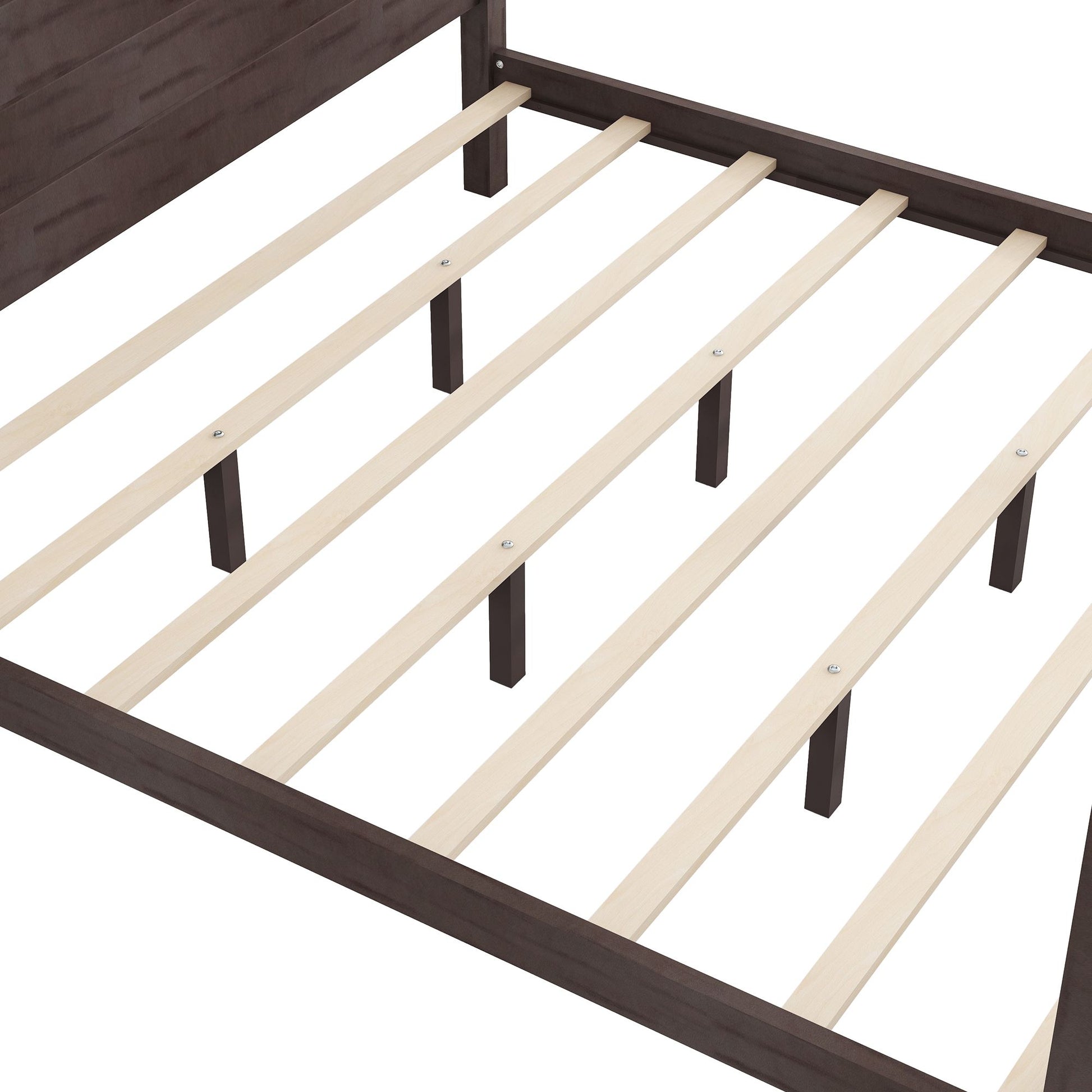 King Size Canopy Platform Bed with Headboard and Support Legs, Brown Wash image 11