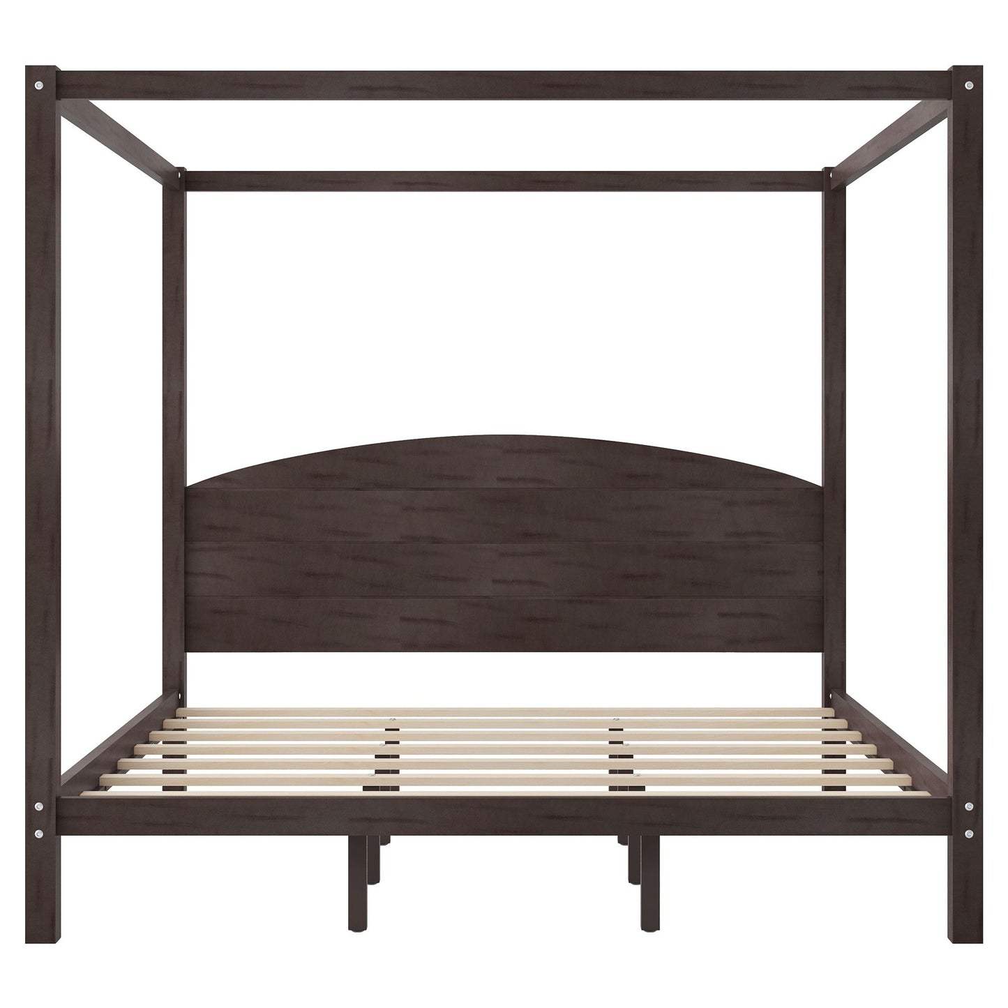 King Size Canopy Platform Bed with Headboard and Support Legs, Brown Wash image 13