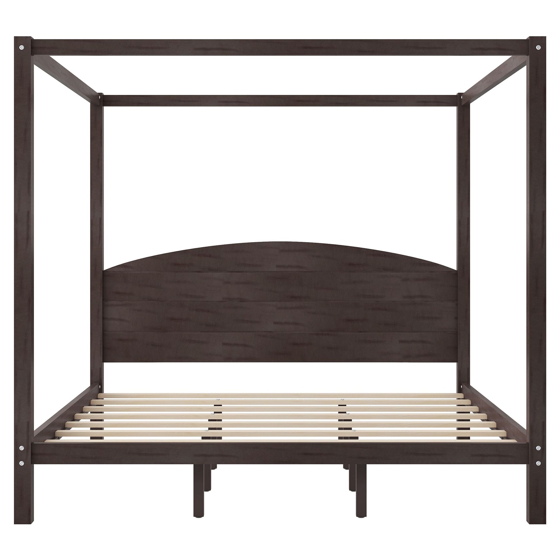 King Size Canopy Platform Bed with Headboard and Support Legs, Brown Wash image 13