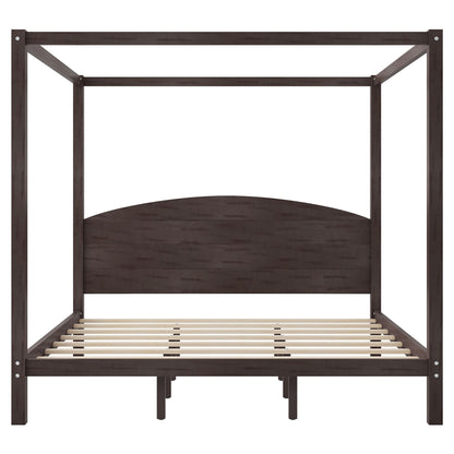 King Size Canopy Platform Bed with Headboard and Support Legs, Brown Wash image 13