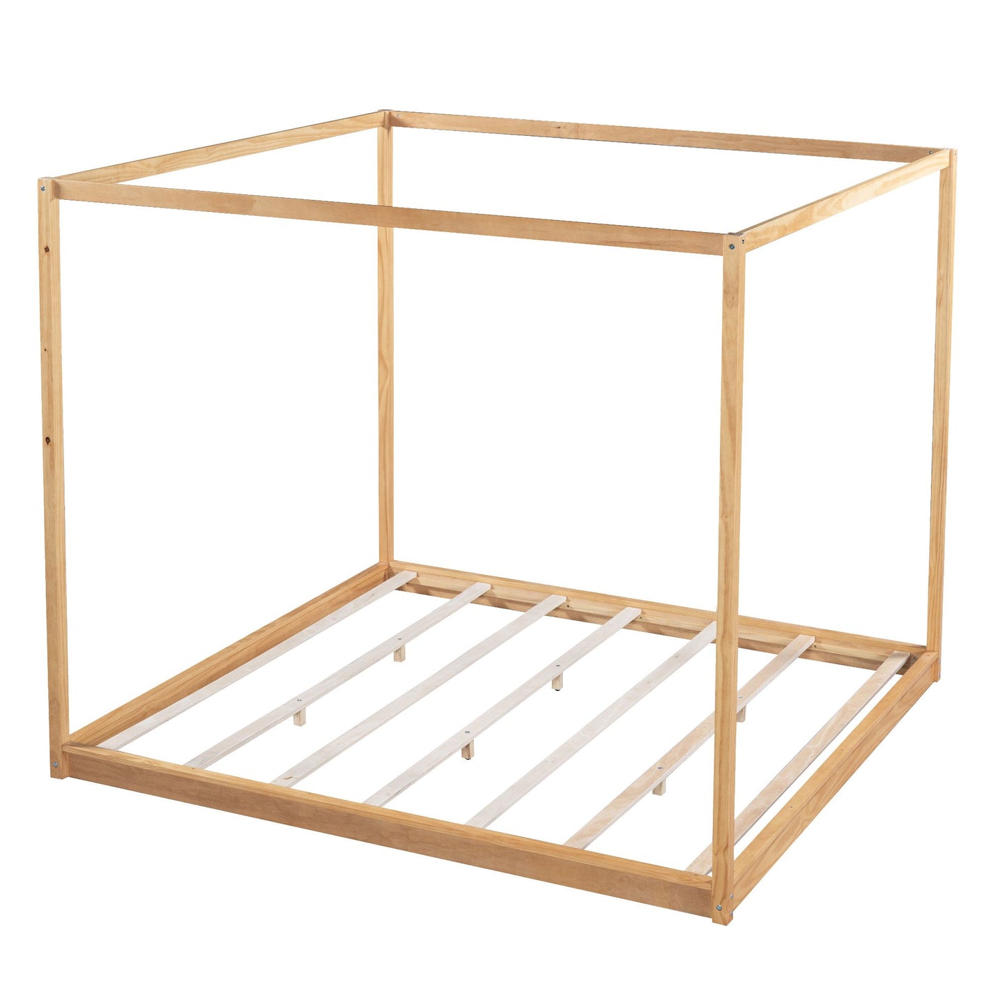 King Size Canopy Platform Bed with Support Legs, Natural image 12