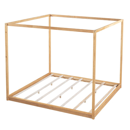 King Size Canopy Platform Bed with Support Legs, Natural image 12
