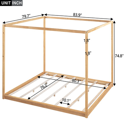 King Size Canopy Platform Bed with Support Legs, Natural image 10