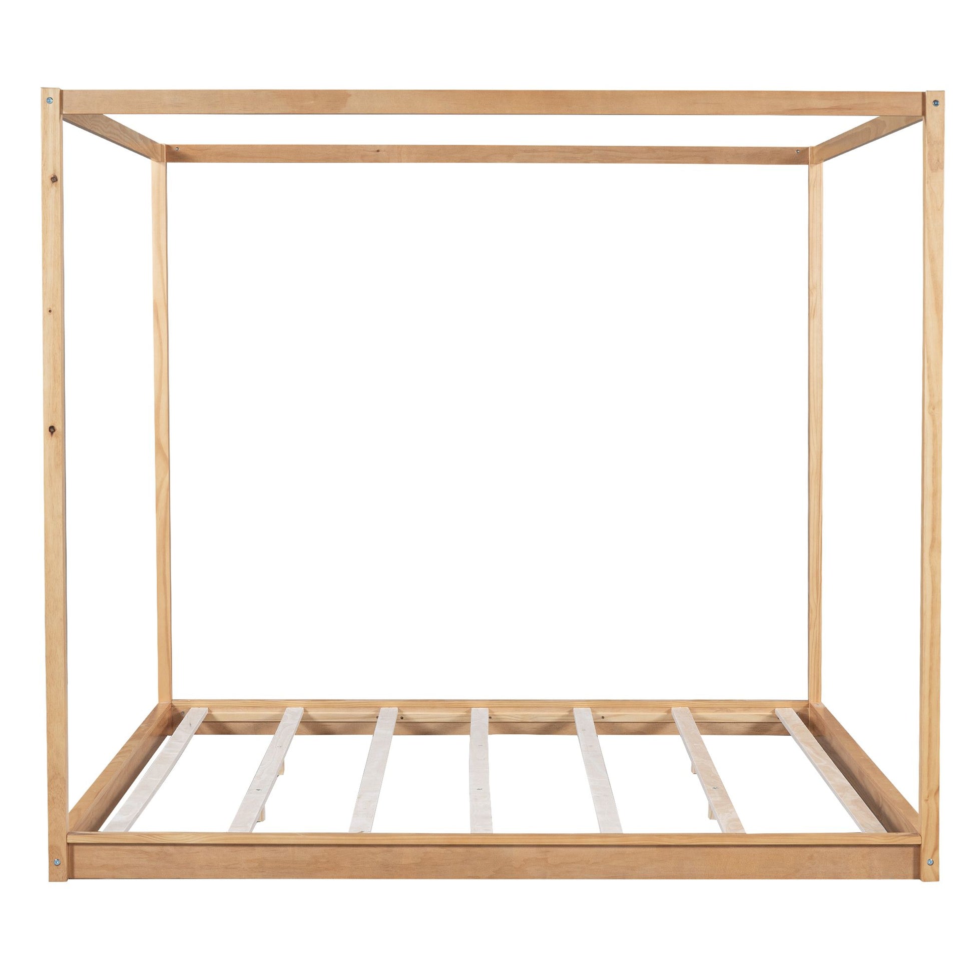 King Size Canopy Platform Bed with Support Legs, Natural image 14