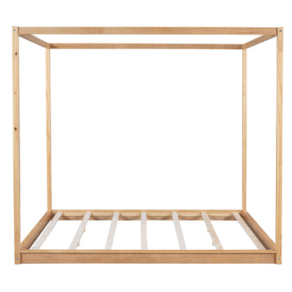 King Size Canopy Platform Bed with Support Legs, Natural image 14