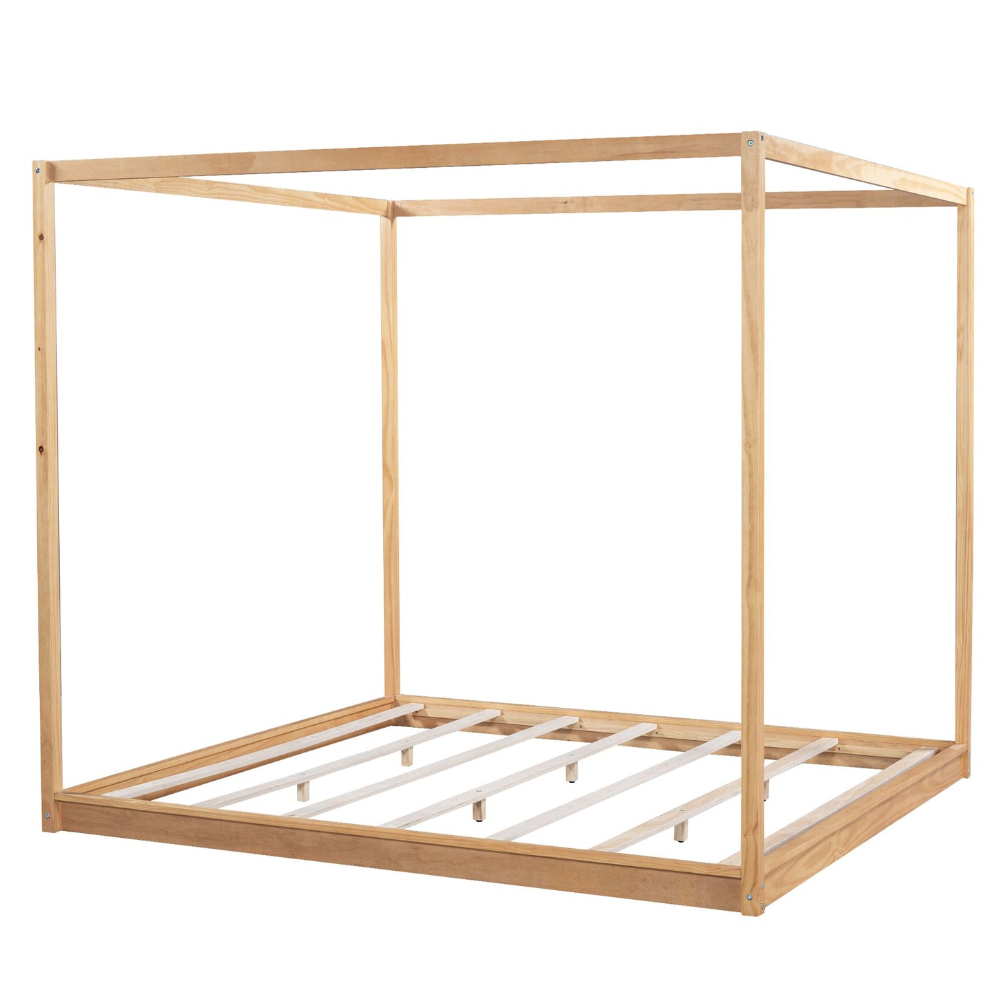 King Size Canopy Platform Bed with Support Legs, Natural image 11